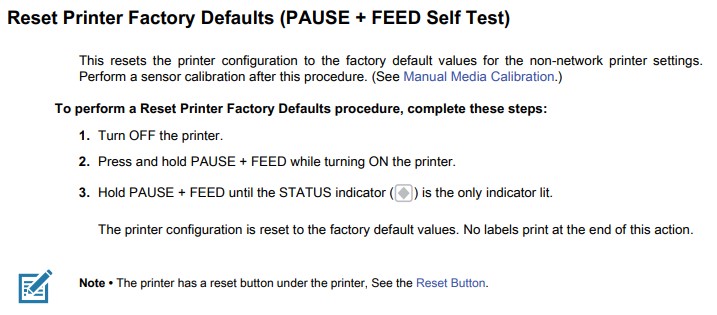 factory reset instructions for printer
